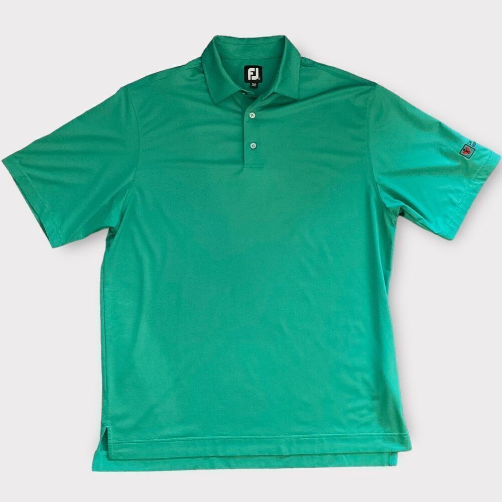 FootJoy ProDry Golf Polo Mens Large Green Micro Stripe Dave Thomas Memorial L